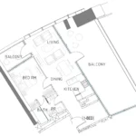 Floor plan for 1 bed unit