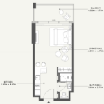 Floor plan for 0 bed unit