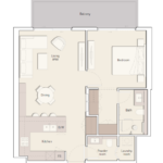 Floor plan for 1 bed unit