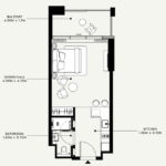 Floor plan for 0 bed unit