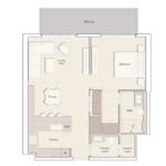 Floor plan for 1 bed unit