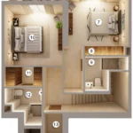 Floor plan for 3 bed unit