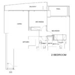 Floor plan for 2 bed unit