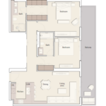 Floor plan for 2 bed unit