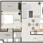 Floor plan for 1 bed unit